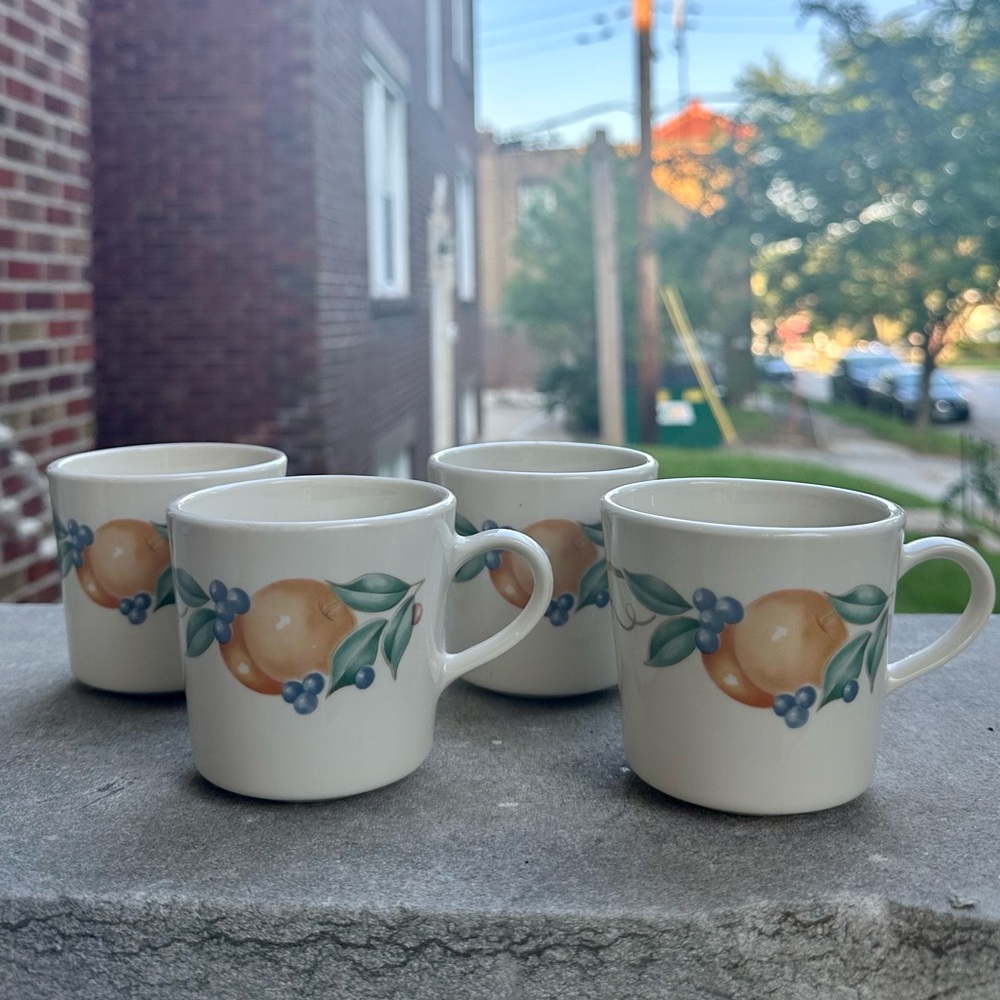 Corning Abundance Fruit Pattern Mugs